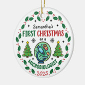 Microbioloog Eerste Kerstdag Gepersonaliseerd Keramisch Ornament (Links)