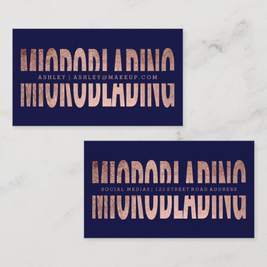 Microblaadje afgesneden roos gouden typografie nav visitekaartje (Voorkant / Achterkant)