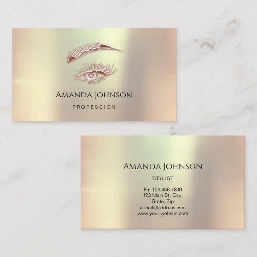 Microblade Lashes Brows Makeup Eye Roos Copper Visitekaartje (Voorkant / Achterkant)