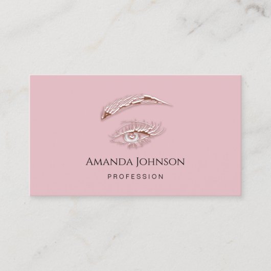 Microblade Lashes Brows Makeup Logo Roze Visitekaartje (Voorkant)