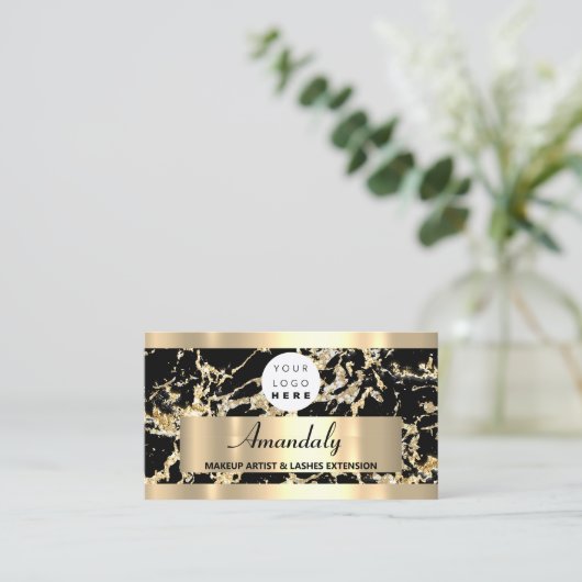 Microblade Makeup Eyelash Extension Gold Black Visitekaartje (Staand voorkant)