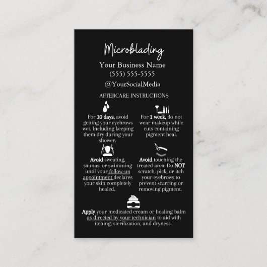 Microblading Aftercare, 3,5 x 2,0-inch Visitekaart Visitekaartje (Voorkant)