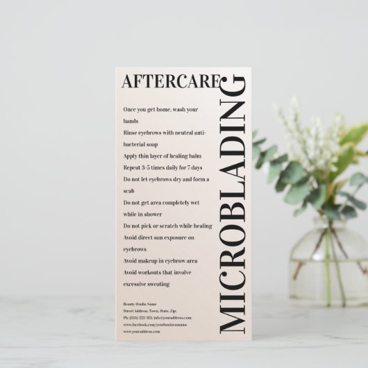 Microblading Aftercare Beige Grey Glamour Bedankkaart (Staand voorkant)