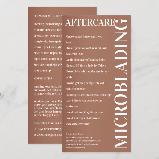 Microblading Aftercare Beige Makeup Bedankkaart (Voorkant / Achterkant)