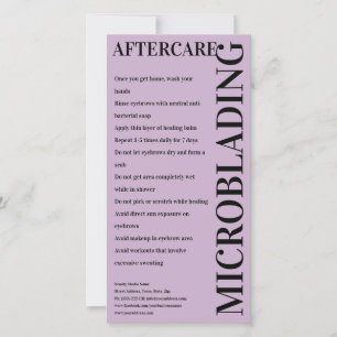 Microblading Aftercare Black & Paars Instruction Bedankkaart