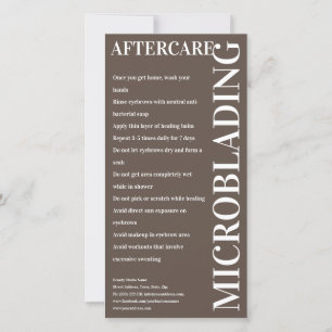 Microblading Aftercare Bold Brown Instruction Bedankkaart