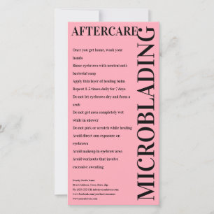 Microblading Aftercare Bold Pink Instruction Bedankkaart