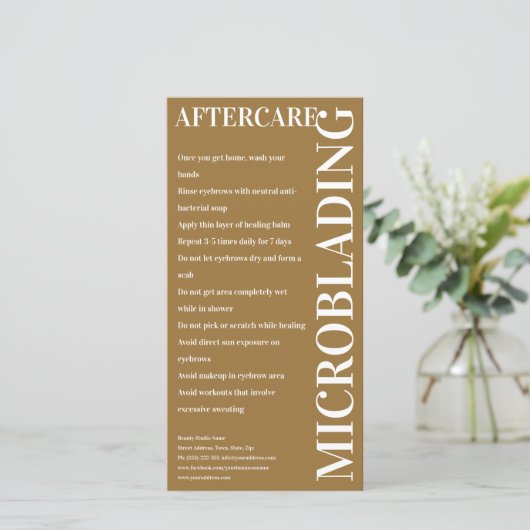 Microblading Aftercare Brown Dijon Instruction Bedankkaart (Staand voorkant)