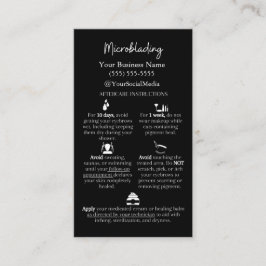 Microblading Aftercare en FAQs Instruction Card Visitekaartje