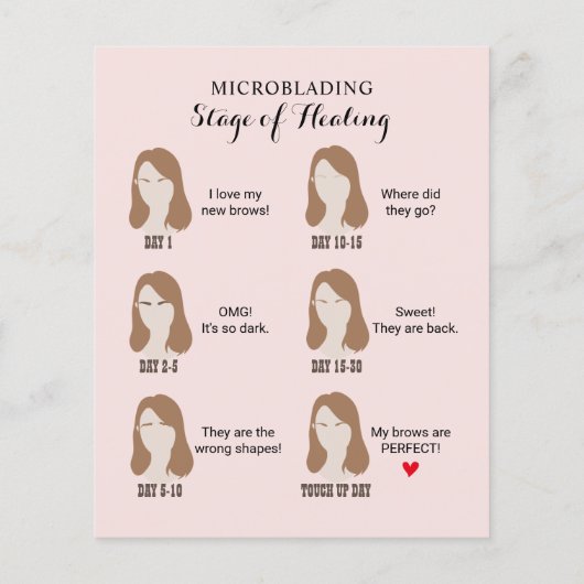 Microblading Aftercare Instruction Blush Pink Flyer (Achterkant)