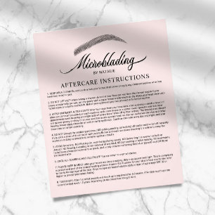Microblading Aftercare Instruction Blush Pink Flyer