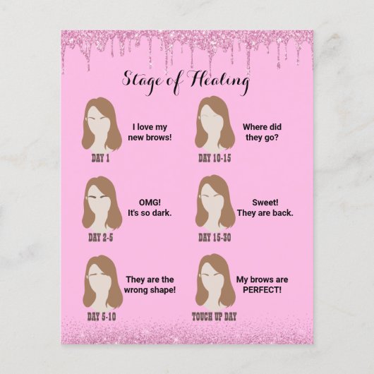 Microblading Aftercare Instruction Pink Drivers Flyer (Achterkant)