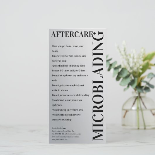 Microblading Aftercare Metal Gray Minimale Gradiën Bedankkaart (Staand voorkant)