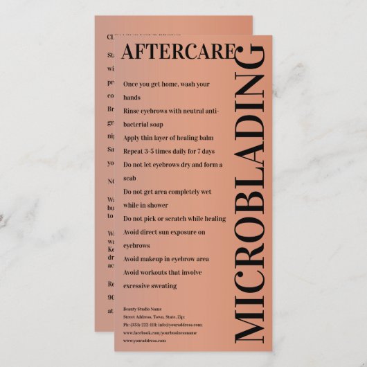 Microblading Aftercare Peony Pink_Example Dank u Bedankkaart (Voorkant / Achterkant)