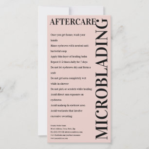 Microblading Aftercare Peony Pink Instruction Bedankkaart