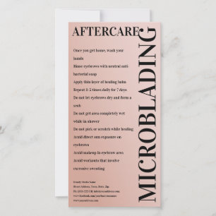 Microblading Aftercare Peony Pink Minimale gradiën Bedankkaart