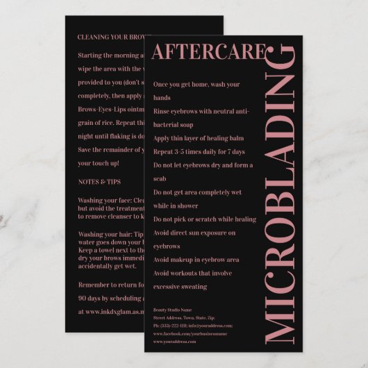 Microblading Aftercare Roos Text_Example Bedankkaart (Voorkant / Achterkant)