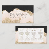 Microblading Aftercare Roze Gold Black Instruction Visitekaartje (Voorkant / Achterkant)