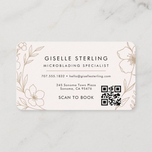 Microblading Bloem QR Code Professioneel Visitekaartje (Achterkant)