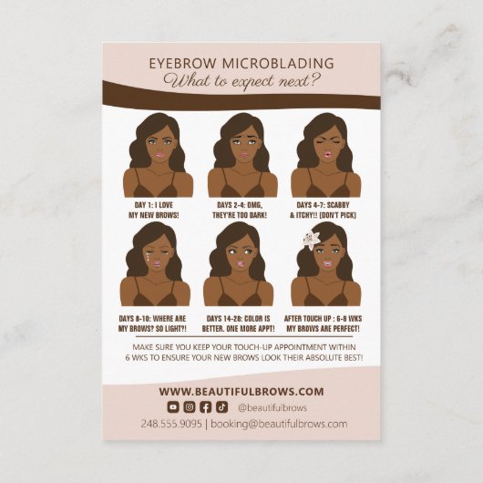 Microblading Brow Aftercare & Appointherinnering Informatiekaartje (Achterkant)