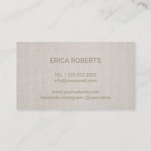 Microblading Brow Makeup Artist Gold Script Linen Visitekaartje (Achterkant)