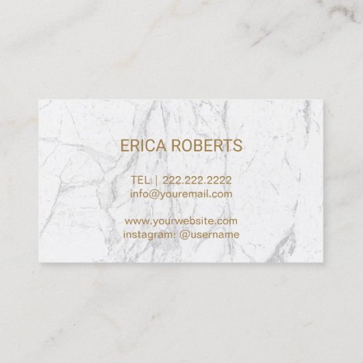 Microblading Brow Makeup Artist Gold Script Marble Visitekaartje (Achterkant)