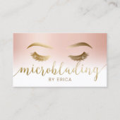 Microblading Brow Makeup Artist Roos Gold Pastel Visitekaartje (Voorkant)