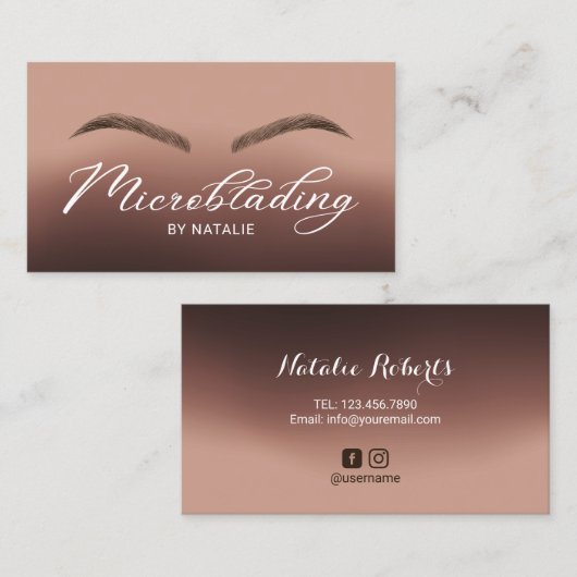 Microblading Brown Ombre Typography Beauty Salon Visitekaartje (Voorkant / Achterkant)