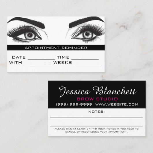 Microblading Brows & Lashes Salon Appointment Card Afsprakenkaartje (Voorkant / Achterkant)