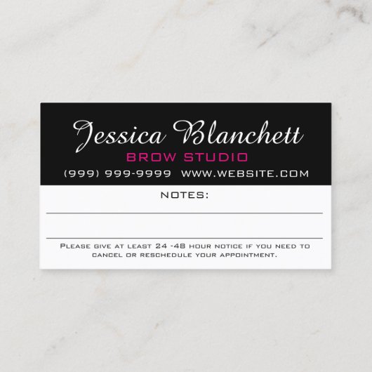 Microblading Brows & Lashes Salon Appointment Card Afsprakenkaartje (Achterkant)