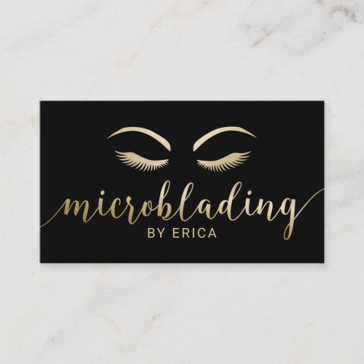 Microblading Brows Makeup Artist Black & Gold Visitekaartje (Voorkant)
