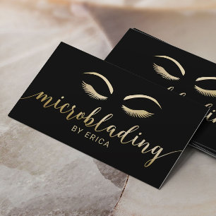 Microblading Brows Makeup Artist Black & Gold Visitekaartje