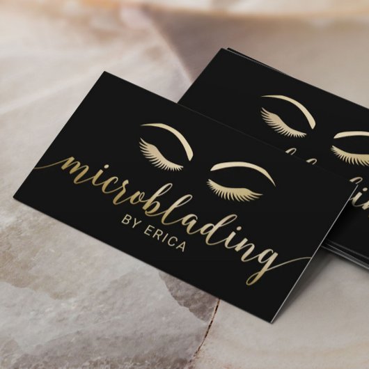 Microblading Brows Makeup Artist Black & Gold Visitekaartje