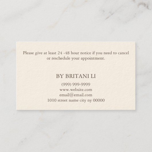 Microblading Brows Salon Appointment Card Afsprakenkaartje (Achterkant)