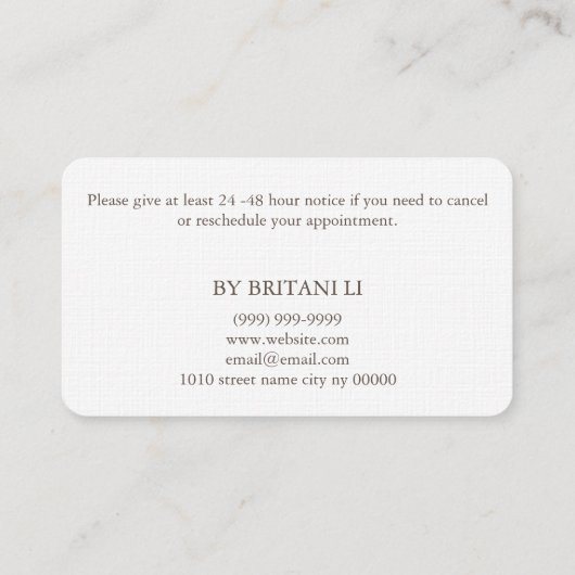 Microblading Brows Salon Appointment Card Afsprakenkaartje (Achterkant)