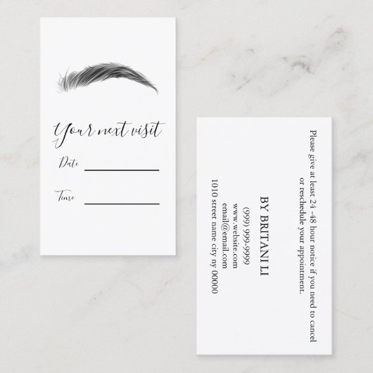 Microblading Brows Salon Appointment Card Afsprakenkaartje (Voorkant / Achterkant)