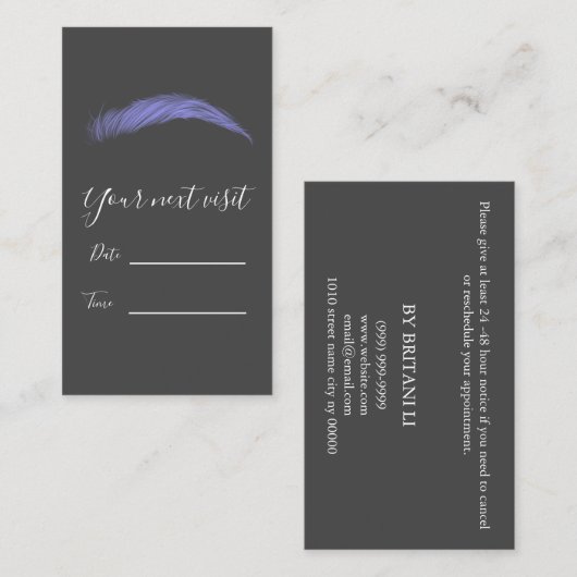 Microblading Brows Salon Appointment Card Afsprakenkaartje (Voorkant / Achterkant)
