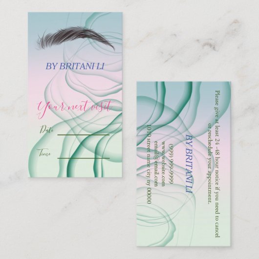 Microblading Brows Salon, gradiënt Appointkaart Afsprakenkaartje (Voorkant / Achterkant)