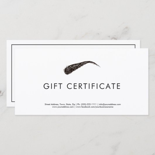 Microblading Eenvoudig Modern Cadeau Certificaat Bedankkaart (Voorkant / Achterkant)
