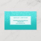 Microblading elegante typografie faux aqua glitter visitekaartje (Achterkant)