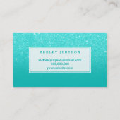 Microblading elegante typografie faux aqua glitter visitekaartje (Achterkant)