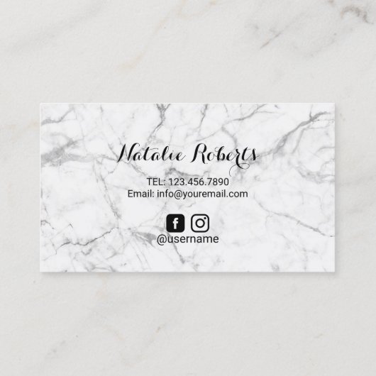 Microblading Elegante Typografie Wit Marmer Visitekaartje (Achterkant)