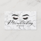 Microblading Elegante Typografie Wit Marmer Visitekaartje (Voorkant)