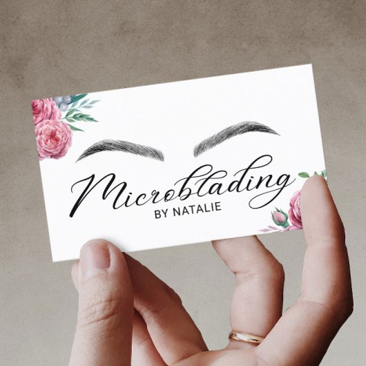 Microblading Eyebrows Beauty Salon Floral Visitekaartje