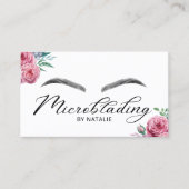 Microblading Eyebrows Beauty Salon Floral Visitekaartje (Voorkant)