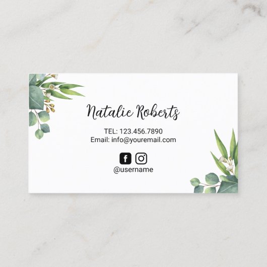 Microblading Eyebrows Beauty Salon Greenery Visitekaartje (Achterkant)