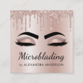 Microblading Eyebrows Brows Glitter Roos Gold Pink Vierkante Visitekaartje (Voorkant)