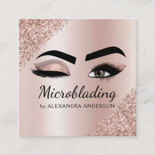 Microblading Eyebrows Brows Glitter Roos Gold Pink Vierkante Visitekaartje