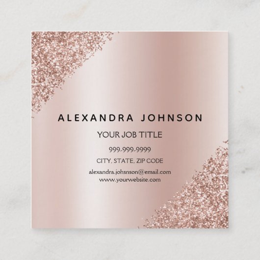 Microblading Eyebrows Brows Glitter Roos Gold Pink Vierkante Visitekaartje (Achterkant)