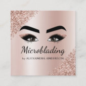 Microblading Eyebrows Brows Glitter Roos Gold Pink Vierkante Visitekaartje (Voorkant)